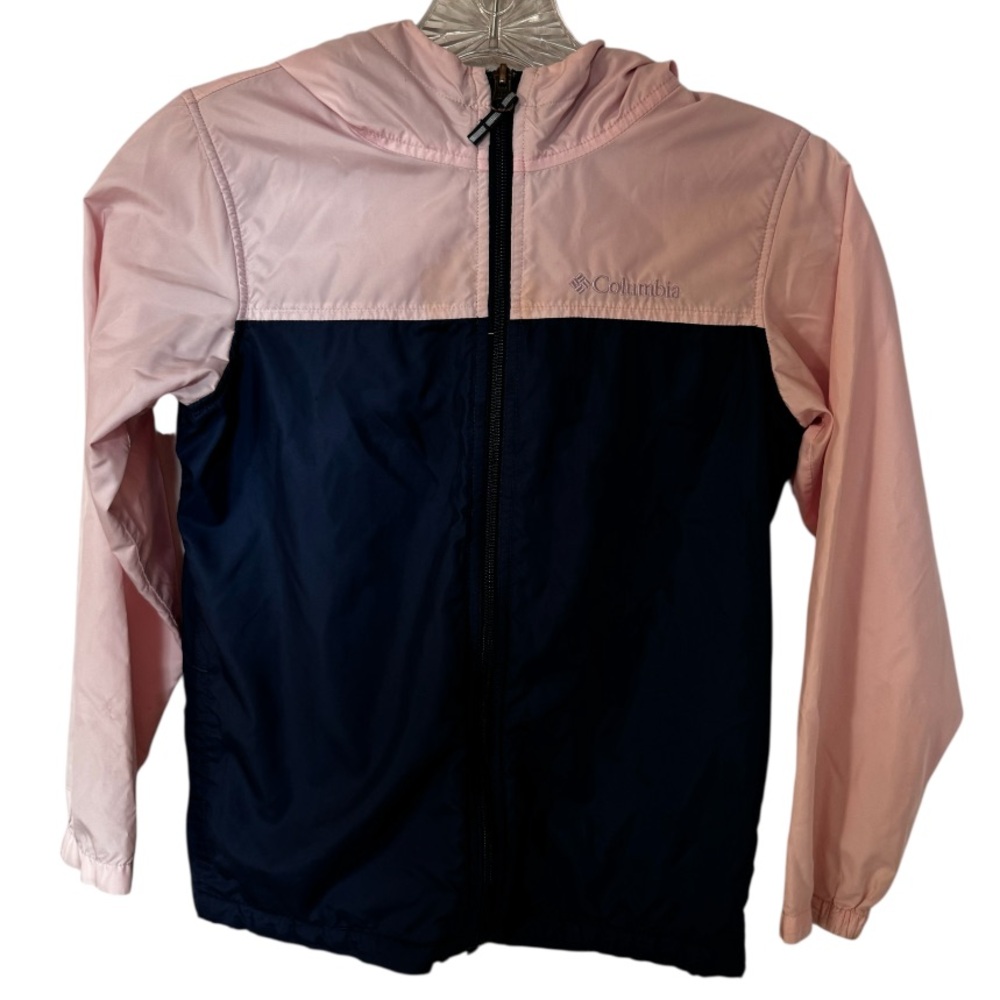 Columbia Girl’s Fleece Lined Hooded Explorer Jacket Two-Tone Pink and Navy SZ/S8